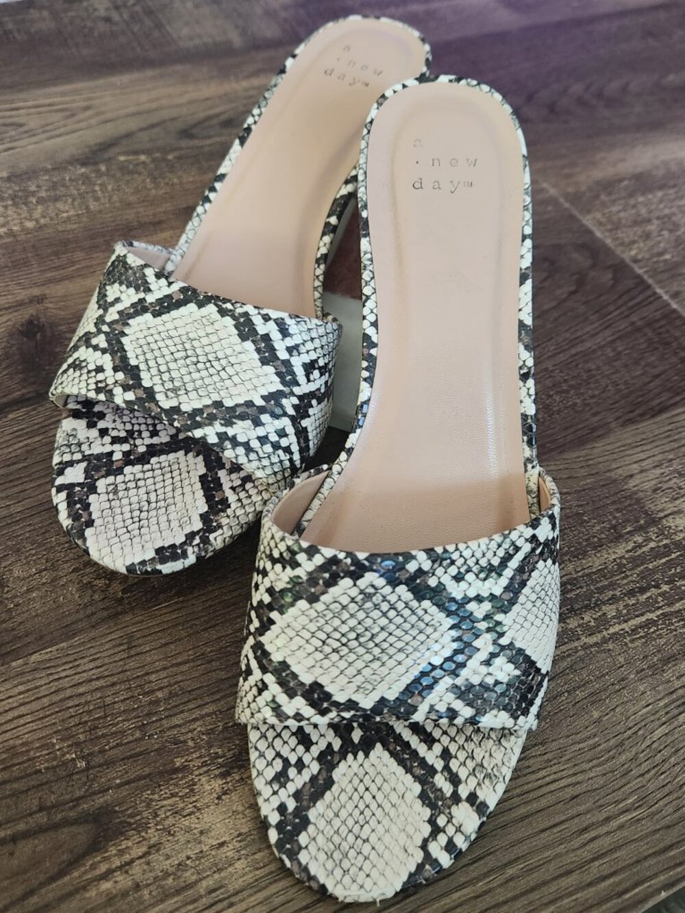 A New Day: Snakeskin Mule Block Heels - Size 9.5 Womens